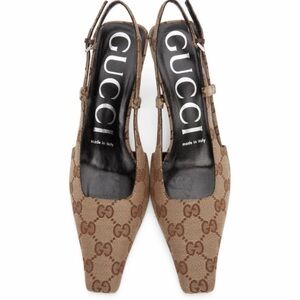 Gucci Tan Monogram Slingback Heels